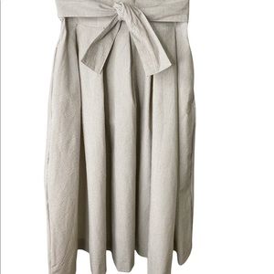 H & M Striped Front Tie Seersicker Bell Shaped Midi Skirt 0